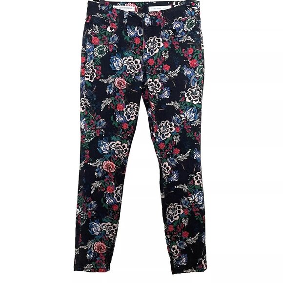 Anthropologie Pilcro Floral Mid Rise Skinny Jeans 27 Stretch Denim Cottagecore - Picture 2 of 10